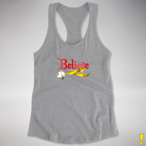 Believe Intersex Pride Flag Jingle Bell Racerback Tank - Heather Grey